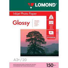 Односторонняя Глянцевая фотобумага для струйной печати, A3+, 150 г/м2, 20 листов, 0102026
