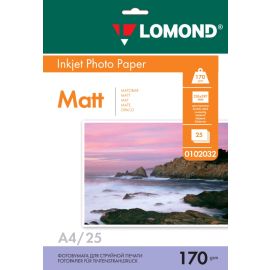 Двусторонняя Матовая/Матовая фотобумага для струйной печати, A4, 170 г/м2, 25 листов, 0102032