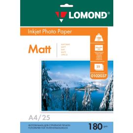 Односторонняя Матовая фотобумага для струйной печати, A4, 180 г/м2, 25 листов, 0102037