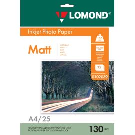 Двусторонняя Матовая/Матовая фотобумага для струйной печати, A4, 130 г/м2, 25 листов, 0102039