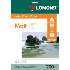 Двусторонняя Матовая/Матовая фотобумага для струйной печати, A4, 200 г/м2, 25 листов, 0102052