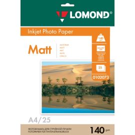 Односторонняя Матовая фотобумага для струйной печати, A4, 140 г/м2, 25 листов, 0102073