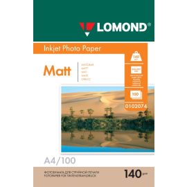 Односторонняя Матовая фотобумага для струйной печати, A4, 140 г/м2, 100 листов, 0102074
