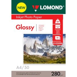Односторонняя Глянцевая фотобумага для струйной печати, A4, 280 г/м2, 50 листов, 0102096
