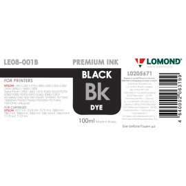 Чернила в бутылке LE08-001B, черные, 100 мл. Водорастворимые.